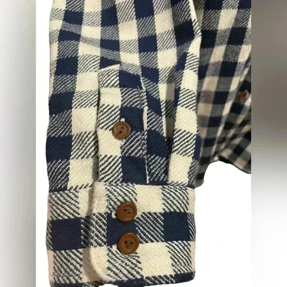 J CREW women’s Shirt-jacket in Stanton plaid flannel blue/cream size XS like new - Picture 4 of 11